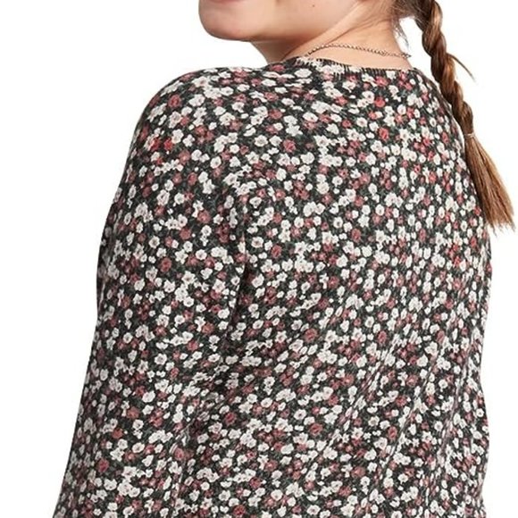 Girls' Over N Out Sweater, Black Combo, Large - Picture 2 of 2